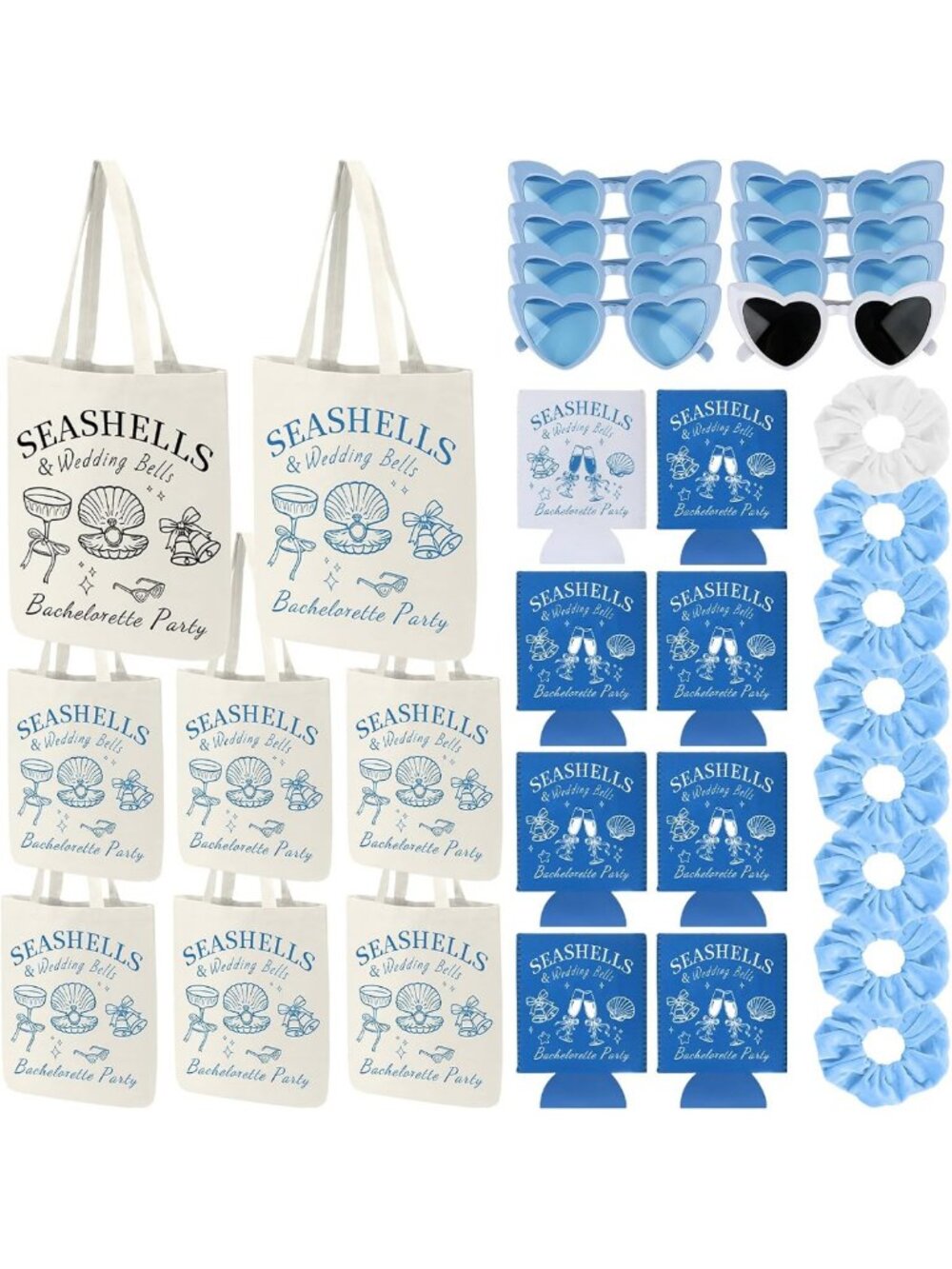32 Pcs Seashell & Wedding Bell Party Favors for Bachelorette & Bridal Shower
